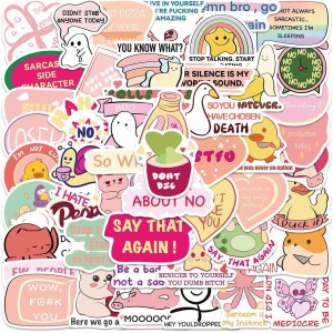 Cat Meme Stickers, Funny Cat Stickers for Journaling Adults Kawaii,Cute Waterproof Vinyl Sticker for Water Bottles Laptops 50Pcs