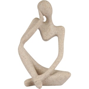 Sandstone Resin Thinker Style Abstract Sculpture Statue Collectible Figurines Home Office Bookshelf Desktop Decor(Small Sandstone,Left)