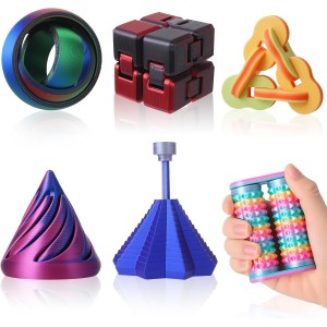 6 Pack Fidget Toys Set Spinning Ball 3D Cube Infinity Cube Massage Roller Star Spiral Sensory Toys Stress Relief Desk Cool Gadget for Adults