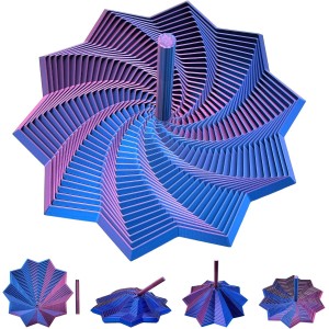 3D Printed Expanded Sensory Fidget Star,with Handles(Purple-Blue,25rings) | Stress-Relief Spinning Tower Toy,Sensory Toys for Adults & Teens,Honeycomb Whirling Spiral Design for ADHD & Stress Relief
