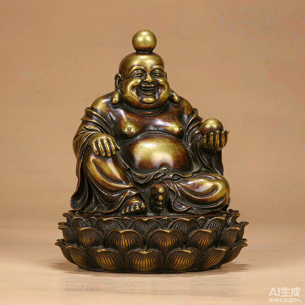 Bronze Laughing Buddha Figurine