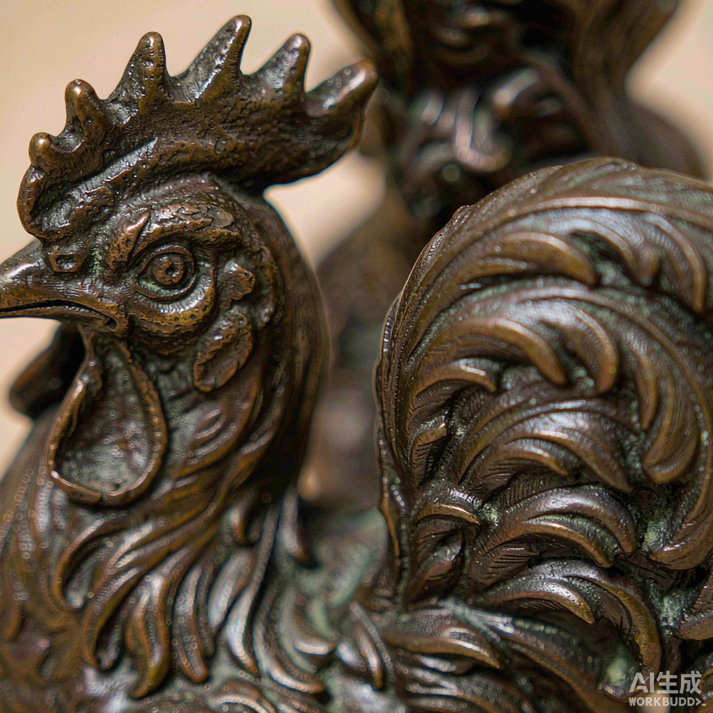 Bronze Rooster Figurine - Image 2