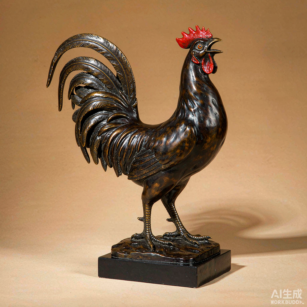 Bronze Rooster Figurine