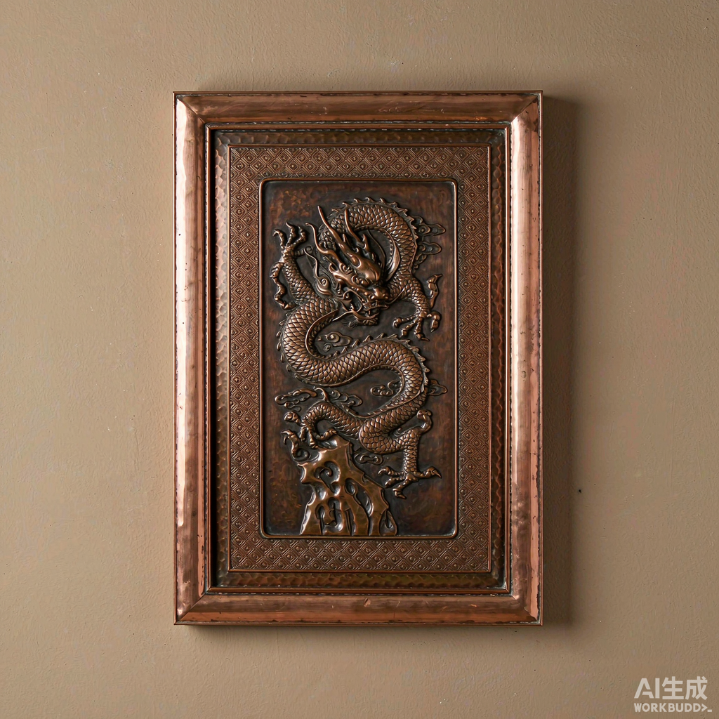Copper Dragon Relief Wall Panel