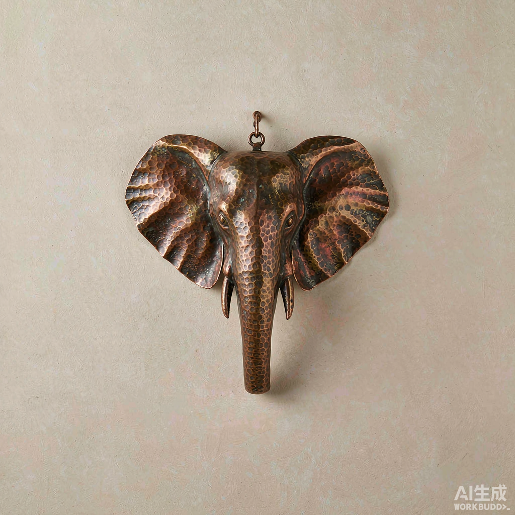 Copper Elephant Head Wall Hanging