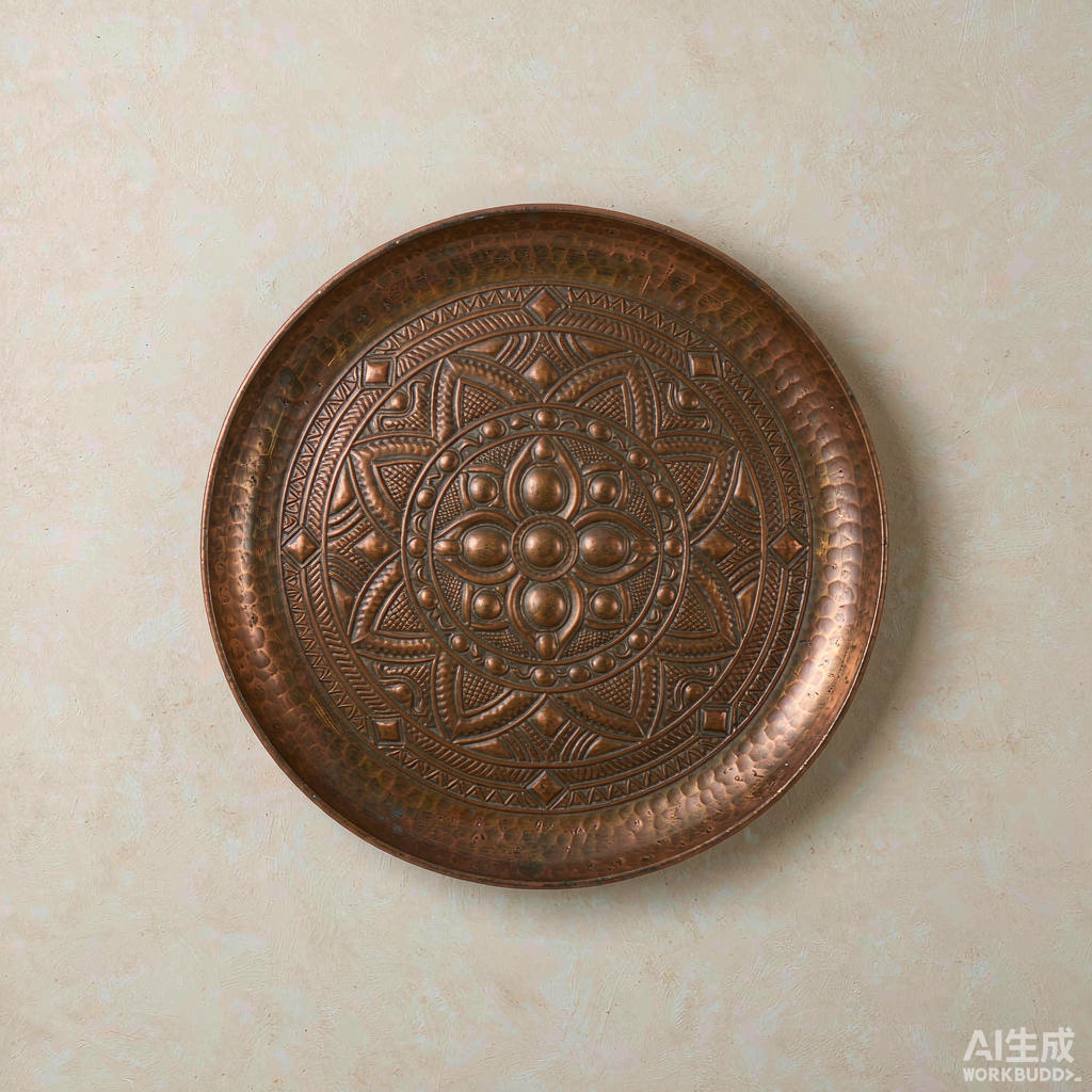 Hammered Copper Geometric Wall Disc