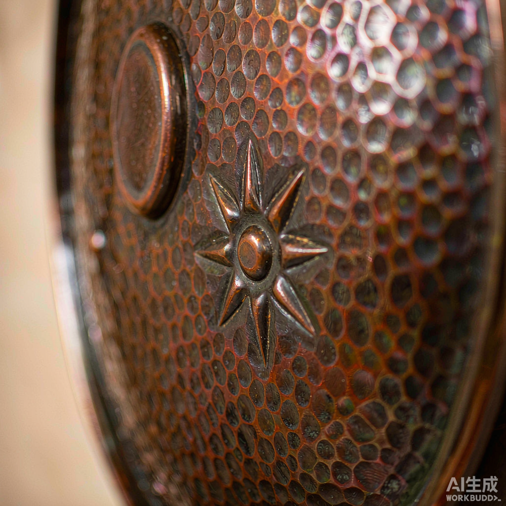 Hammered Copper Wall Disc with Sun Motif - Image 2