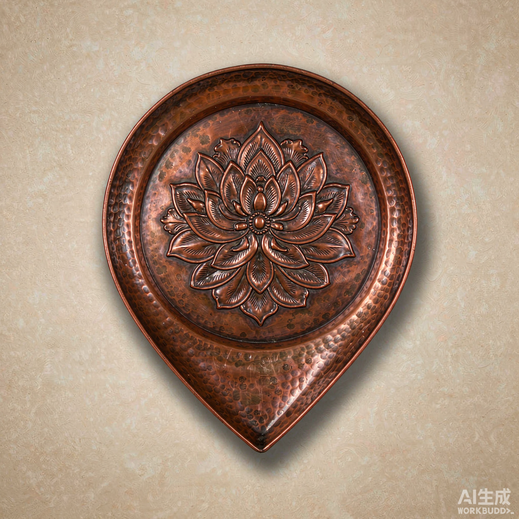 Copper Lotus Relief Wall Hanging
