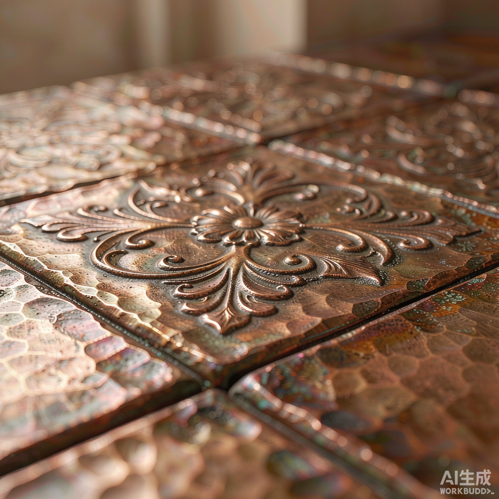 Hammered Copper Wall Tiles, Set of 3 - Image 2