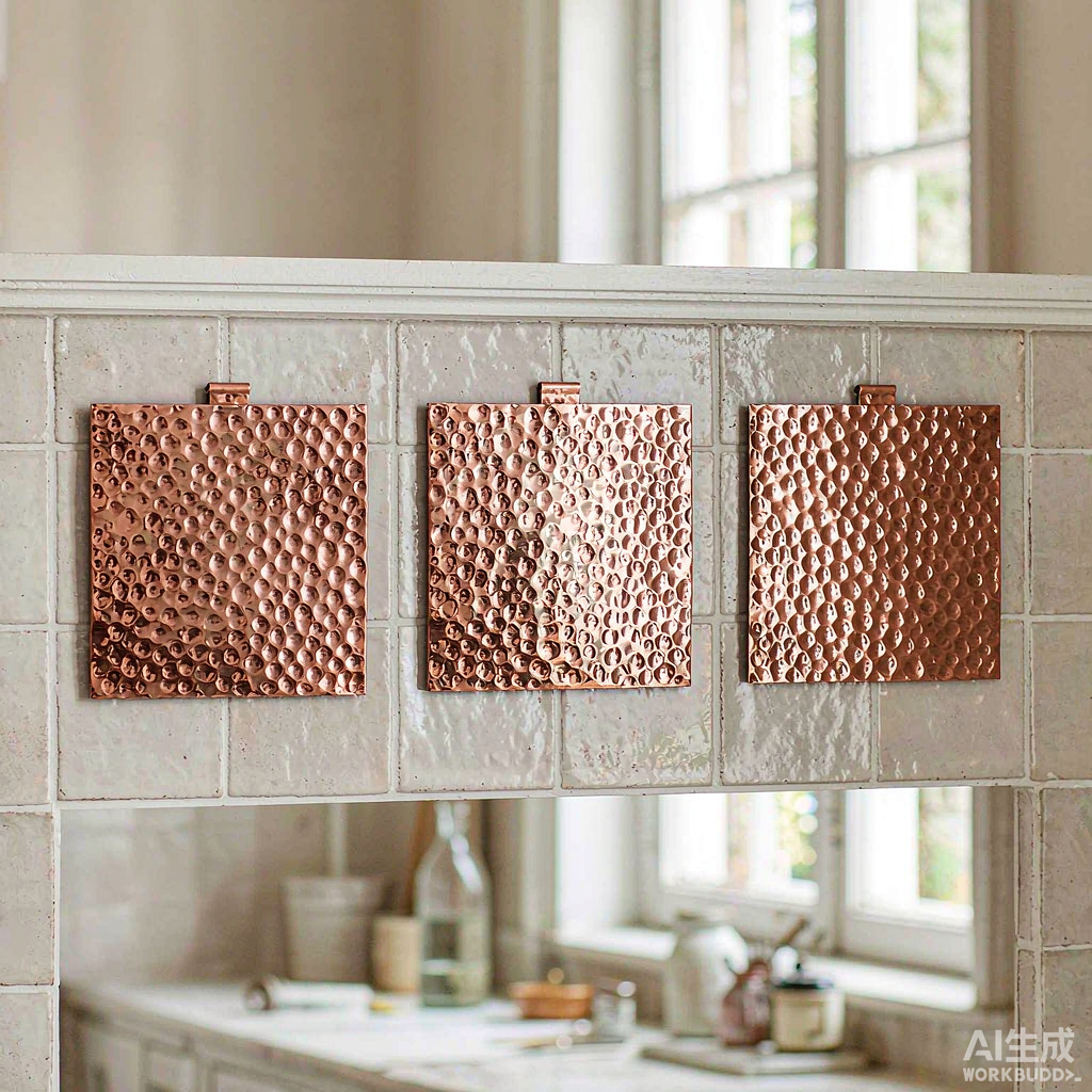 Hammered Copper Wall Tiles, Set of 3 - Image 3