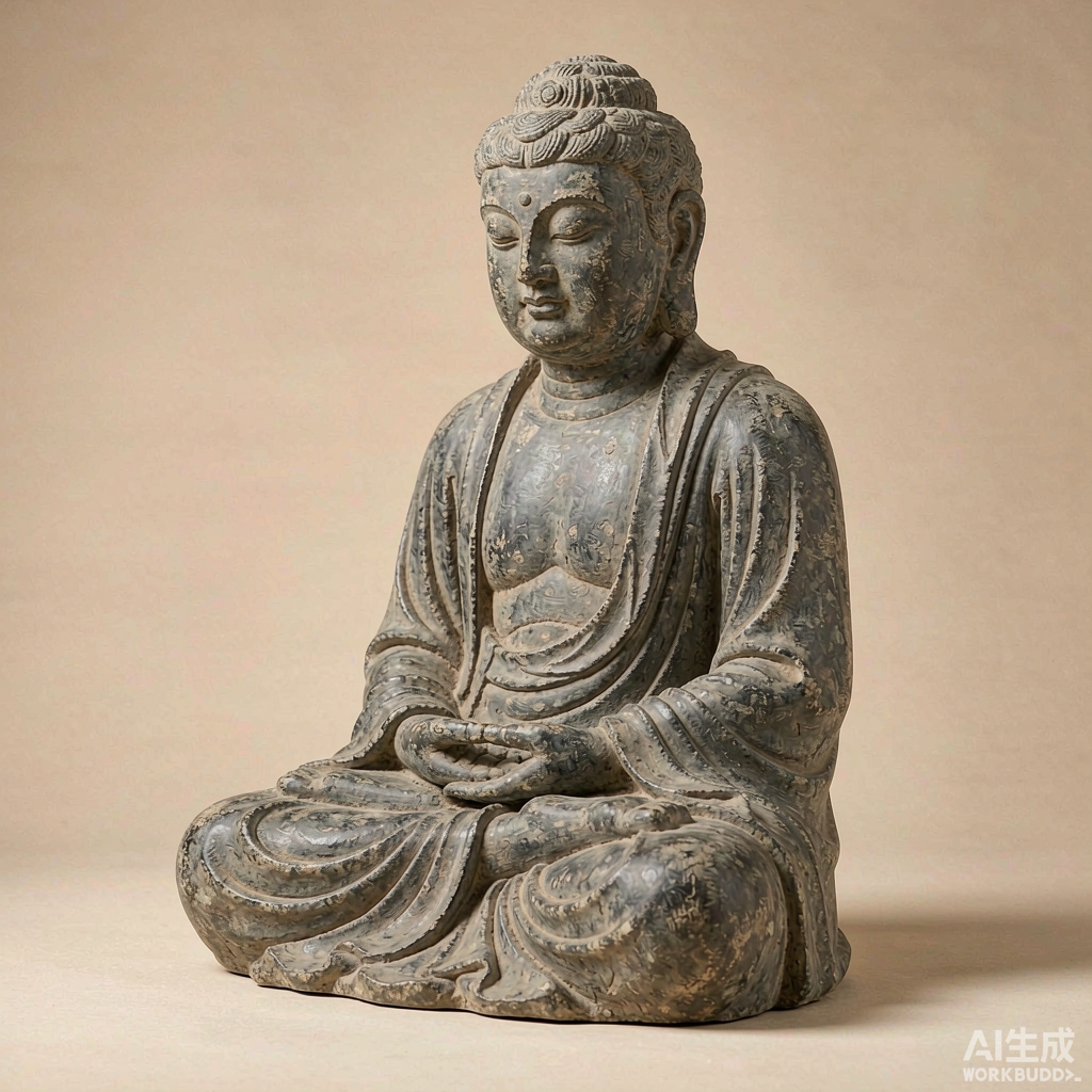 Distressed Stone Bodhidharma Figurine for Desk