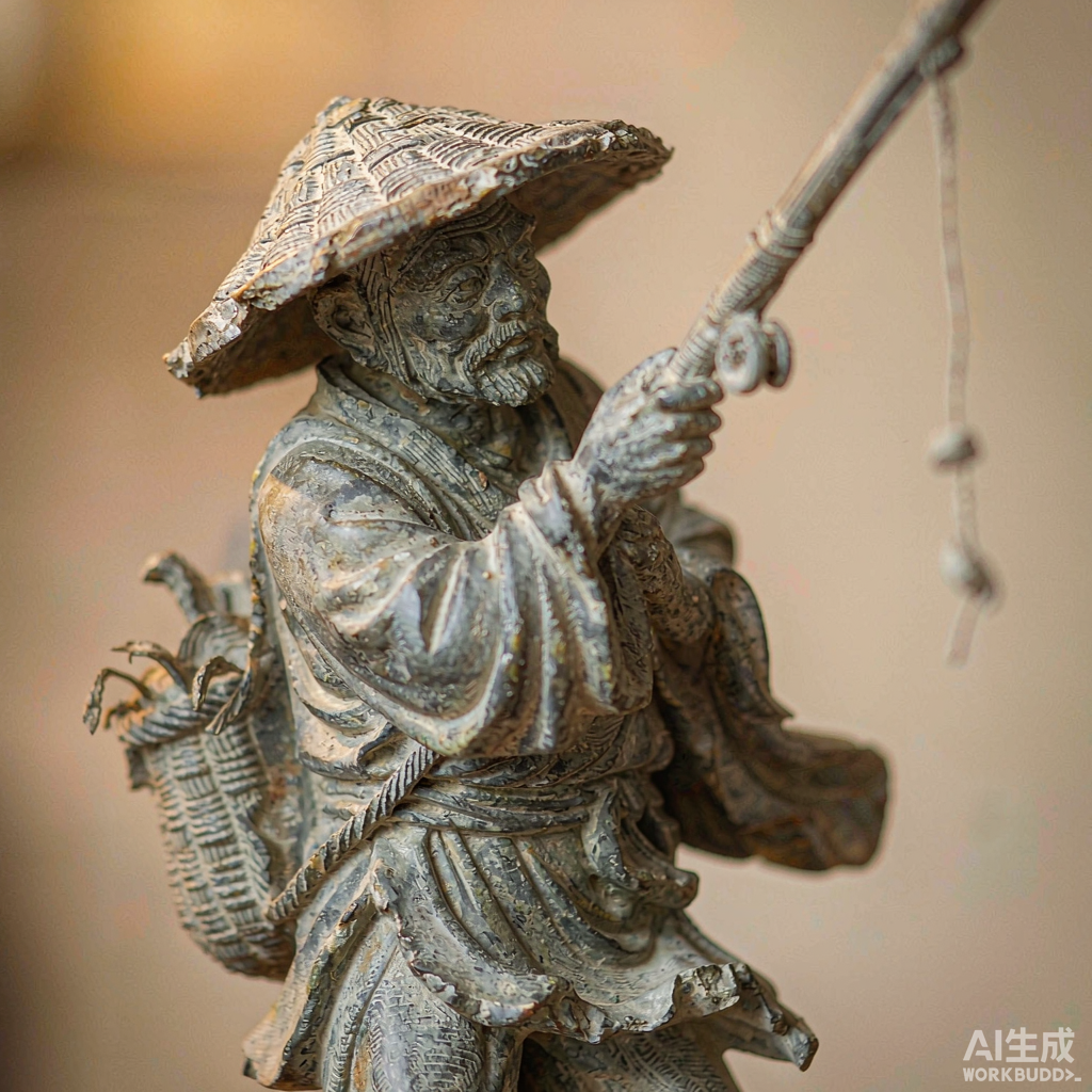 Distressed Stone Fisherman Statue - Image 2