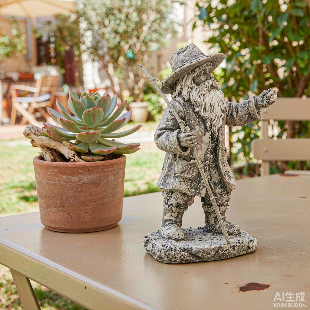 Distressed Stone Fisherman Statue - Image 3