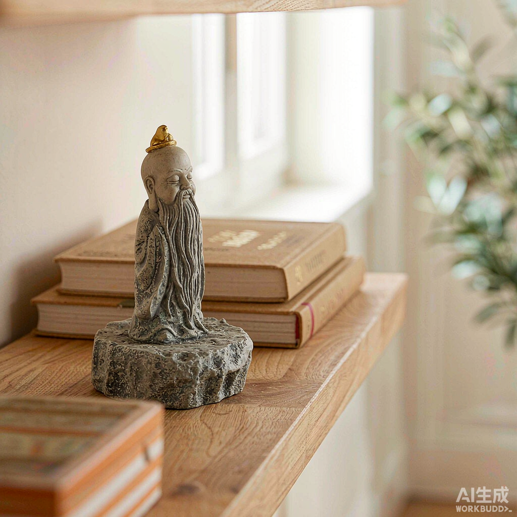 Distressed Stone Sage Statue for Shelf Decor - Image 3