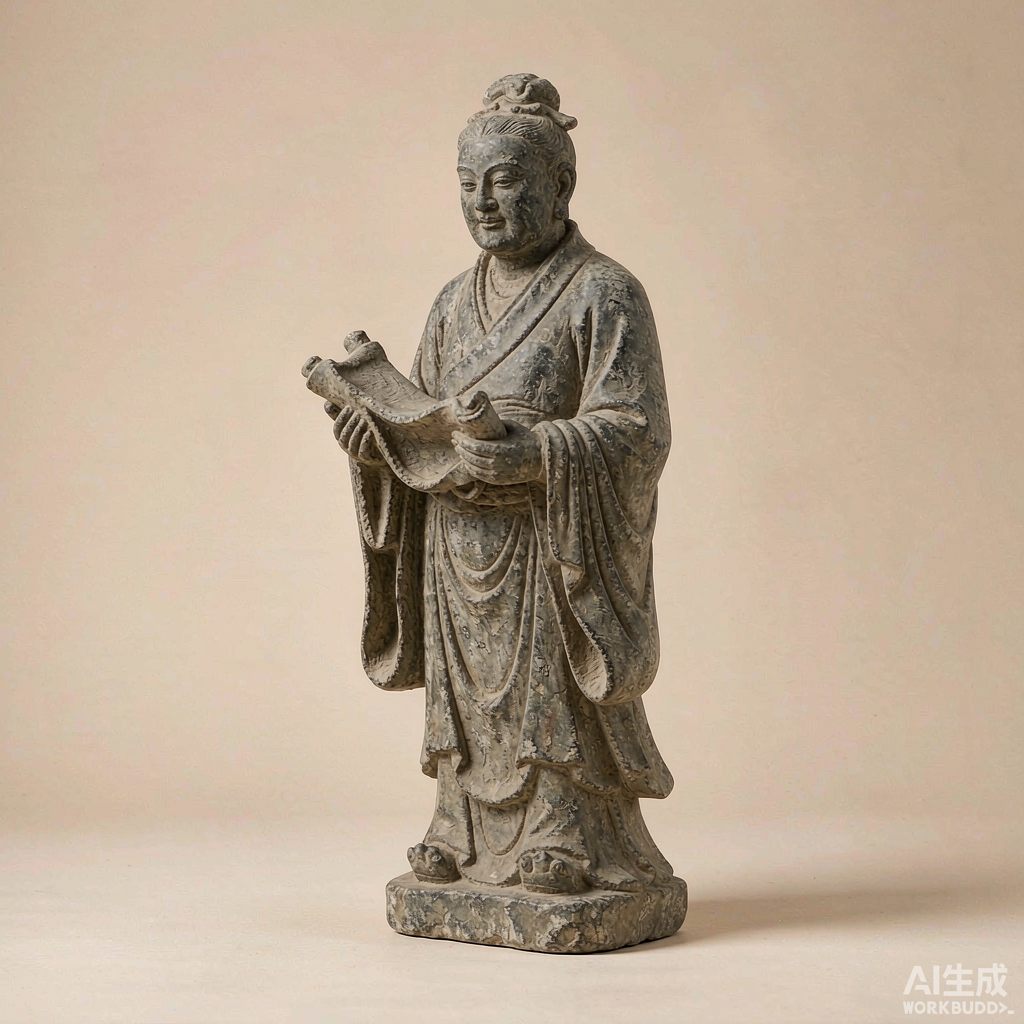 Distressed Stone Scholar Figurine
