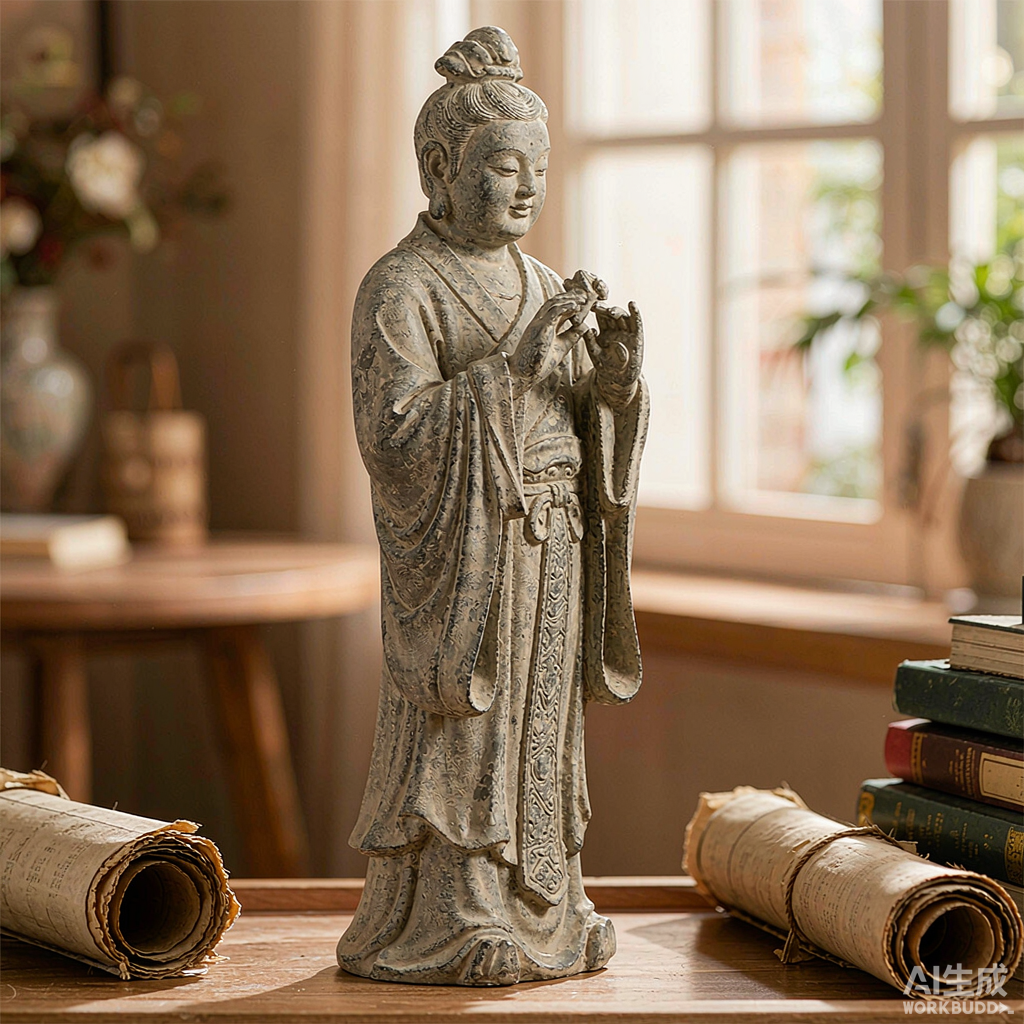 Distressed Stone Scholar Figurine - Image 3