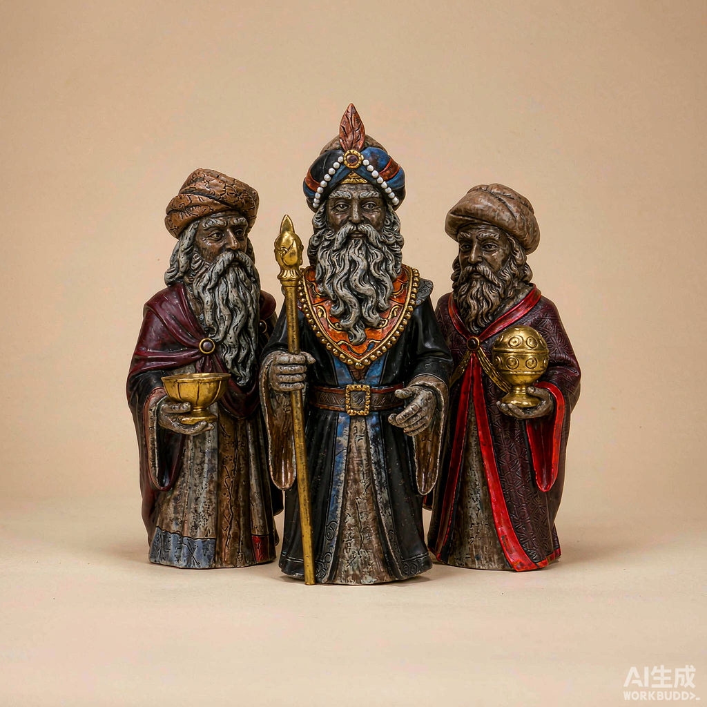 Distressed Stone Wise Men Figurines, Set of 3