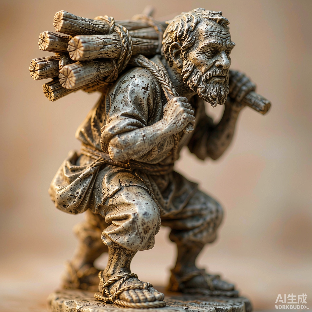Distressed Stone Woodcutter Statue - Image 2