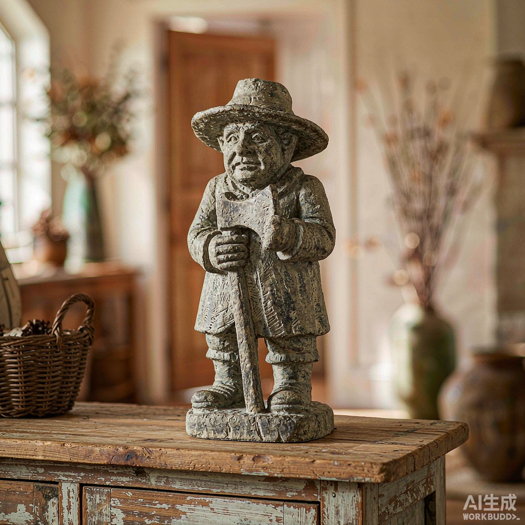 Distressed Stone Woodcutter Statue - Image 3