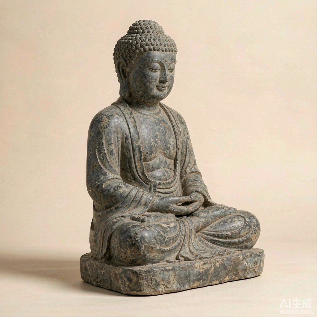 Distressed Stone Zen Buddha Statue