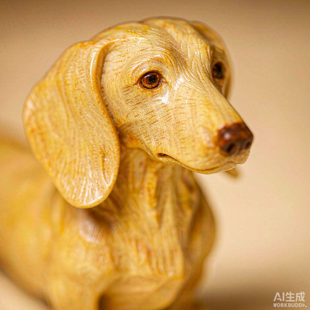 Hand Carved Wooden Dachshund Dog Figurine for Desk - Image 2