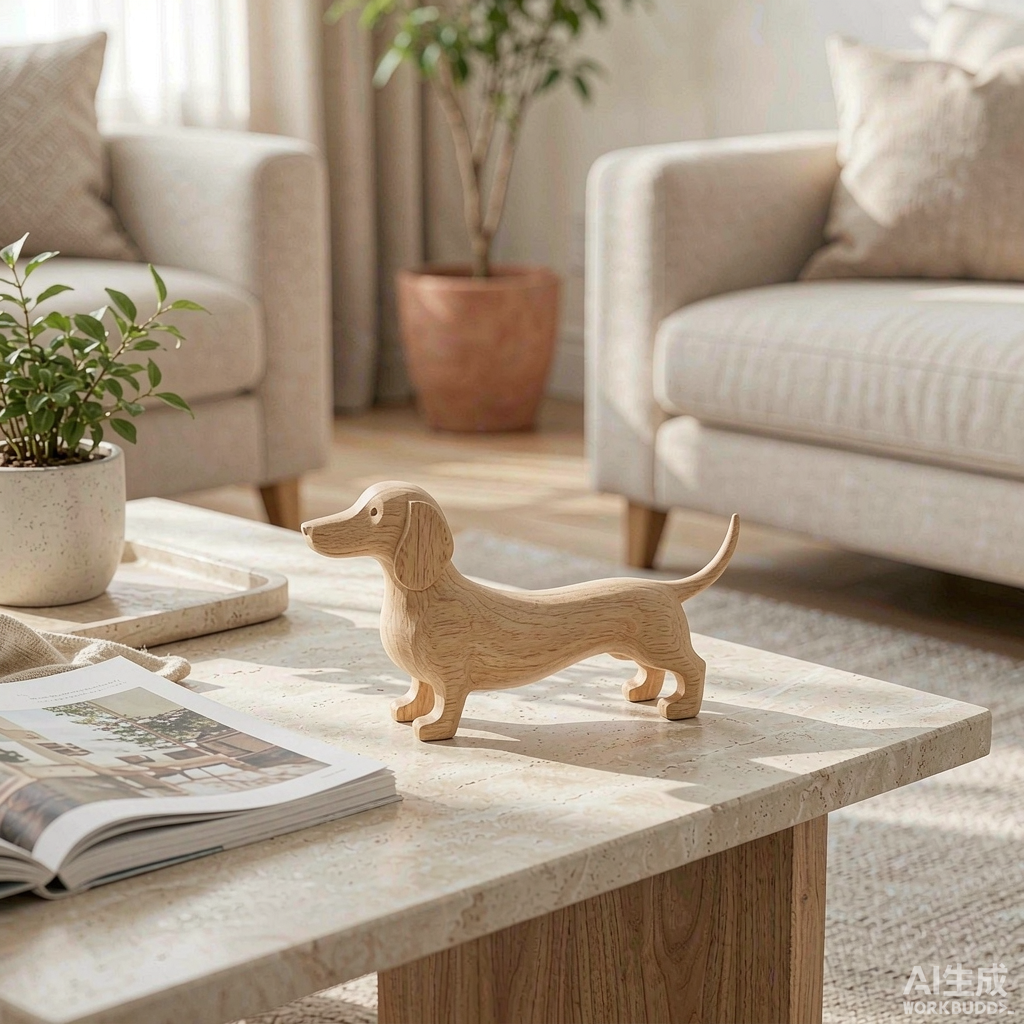 Hand Carved Wooden Dachshund Dog Figurine for Desk - Image 3