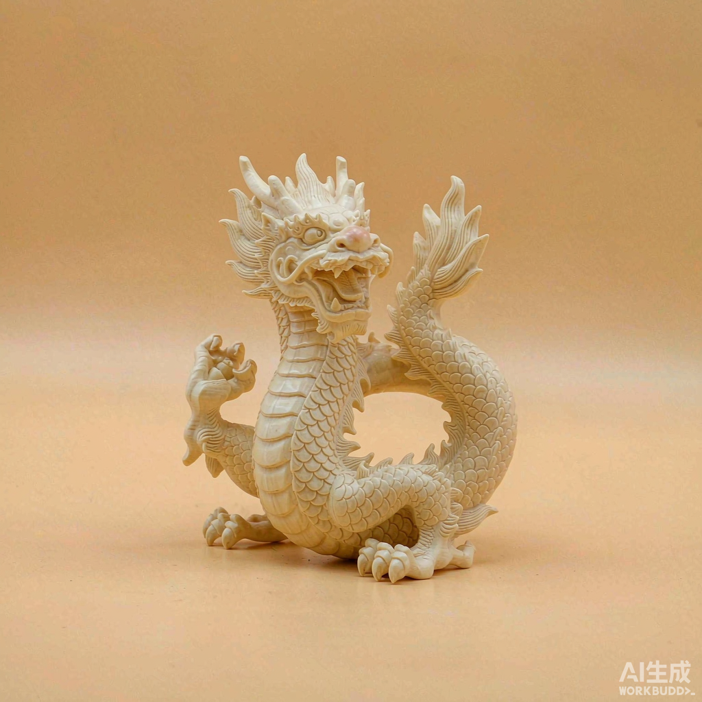 Hand Carved Wooden Dragon Figurine for Shelf Decor