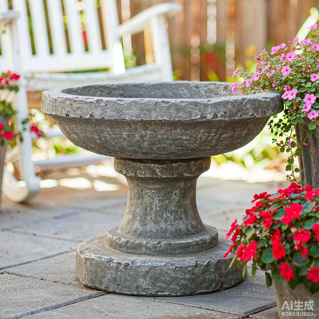 Mini Stone Bird Bath with Bird - Image 3