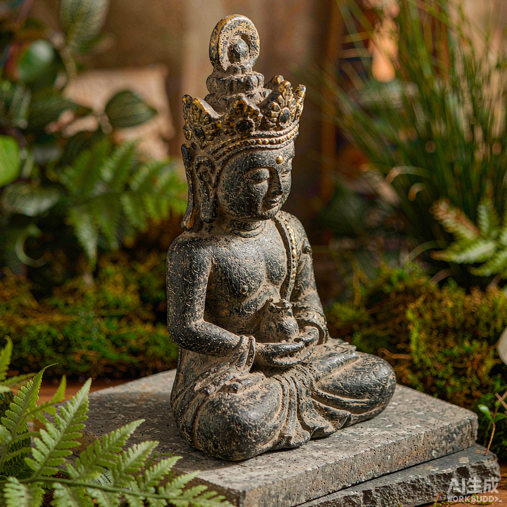 Mini Stone Buddha Statue for Garden - Image 3