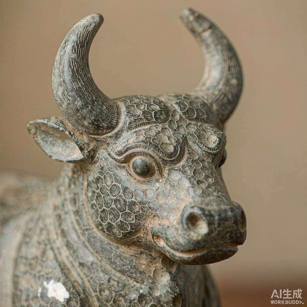 Mini Stone Water Buffalo Statue - Image 2