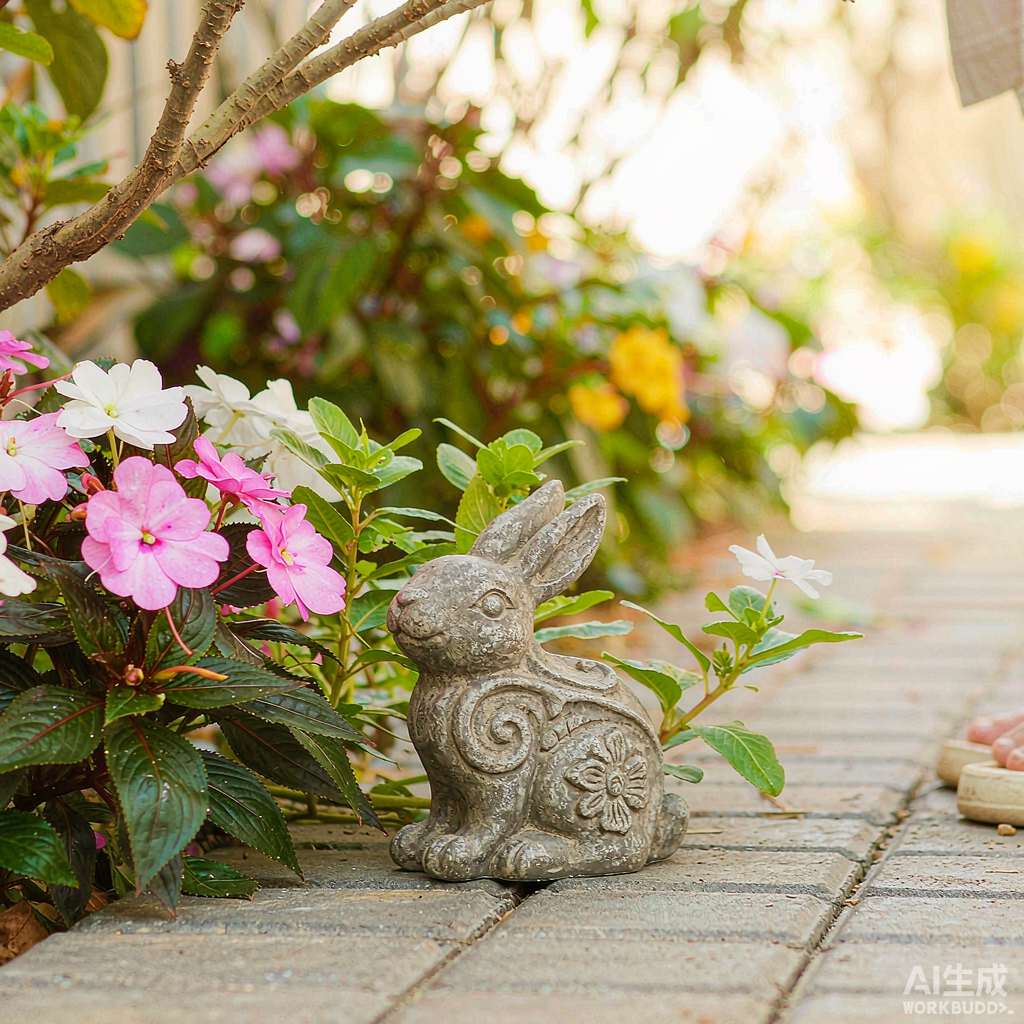 Mini Stone Rabbit Garden Statue - Image 3