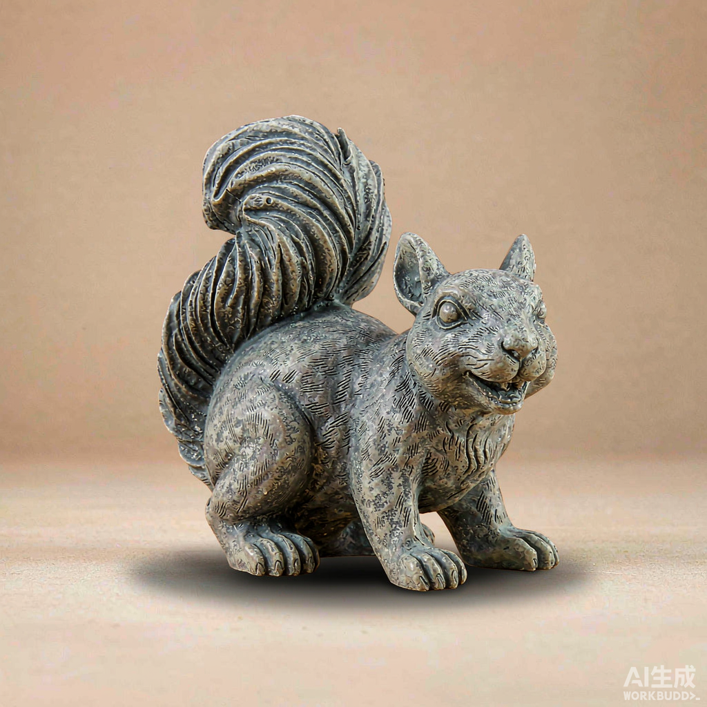 Mini Stone Squirrel Garden Statue