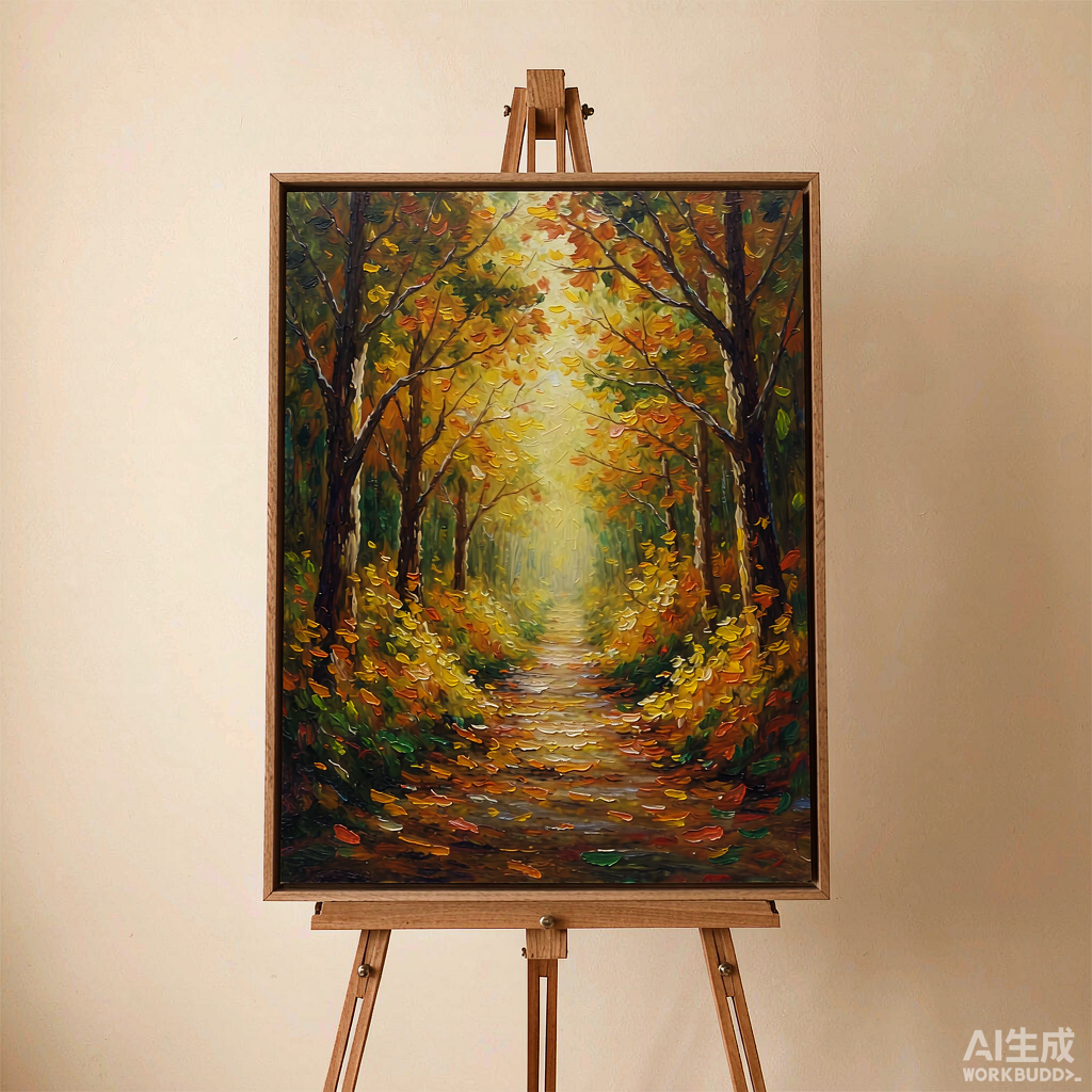 Autumn Forest Path Oil Painting