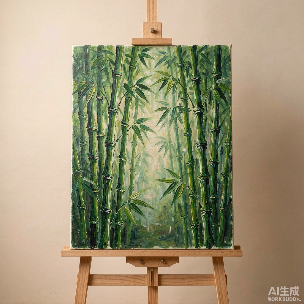 Bamboo Grove Landscape Oil Painting