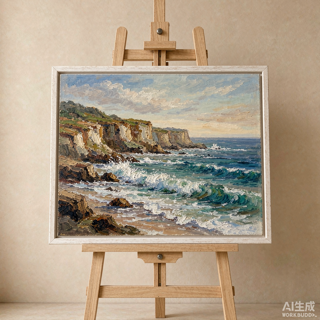 Coastal Cliffs Seascape Oil Painting