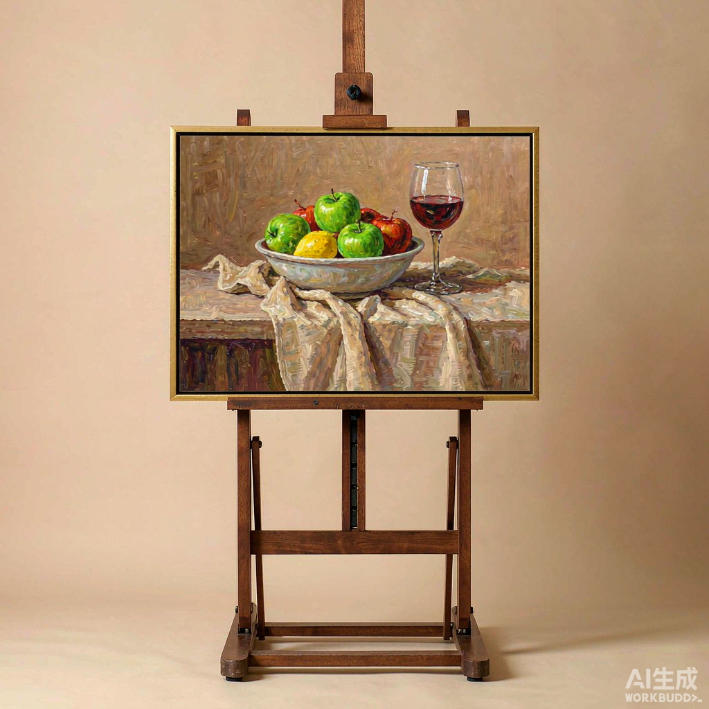 Fruit Bowl and Wine Still Life Oil Painting