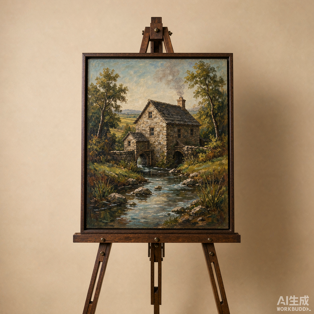 Old Mill Countryside Oil Painting