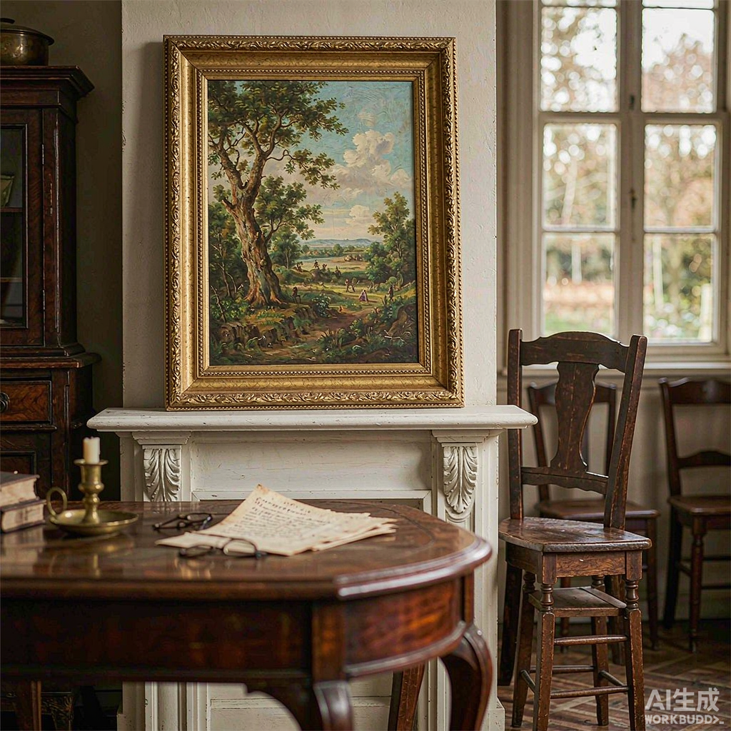 Old Mill Countryside Oil Painting - Image 3