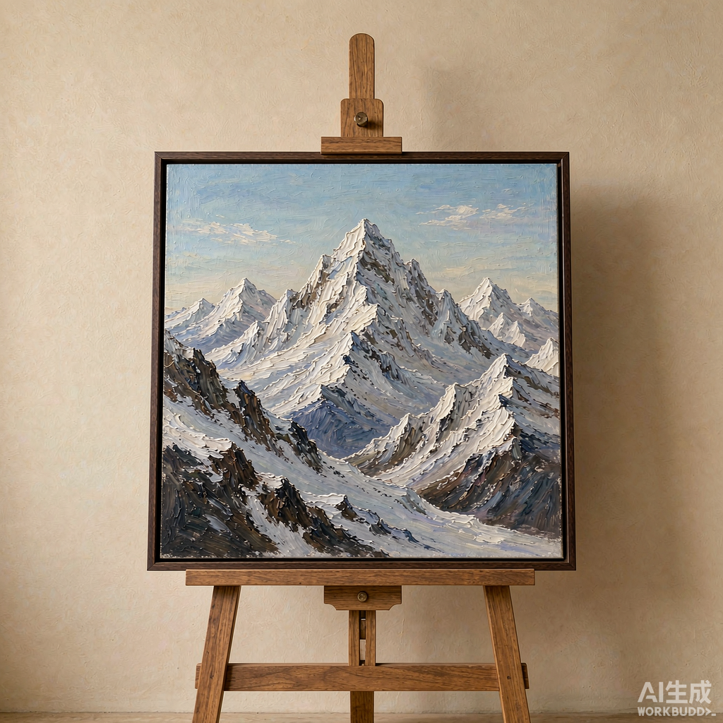 Snowy Mountain Range Oil Painting