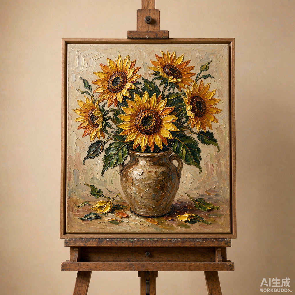 Sunflowers Oil Painting, Impasto