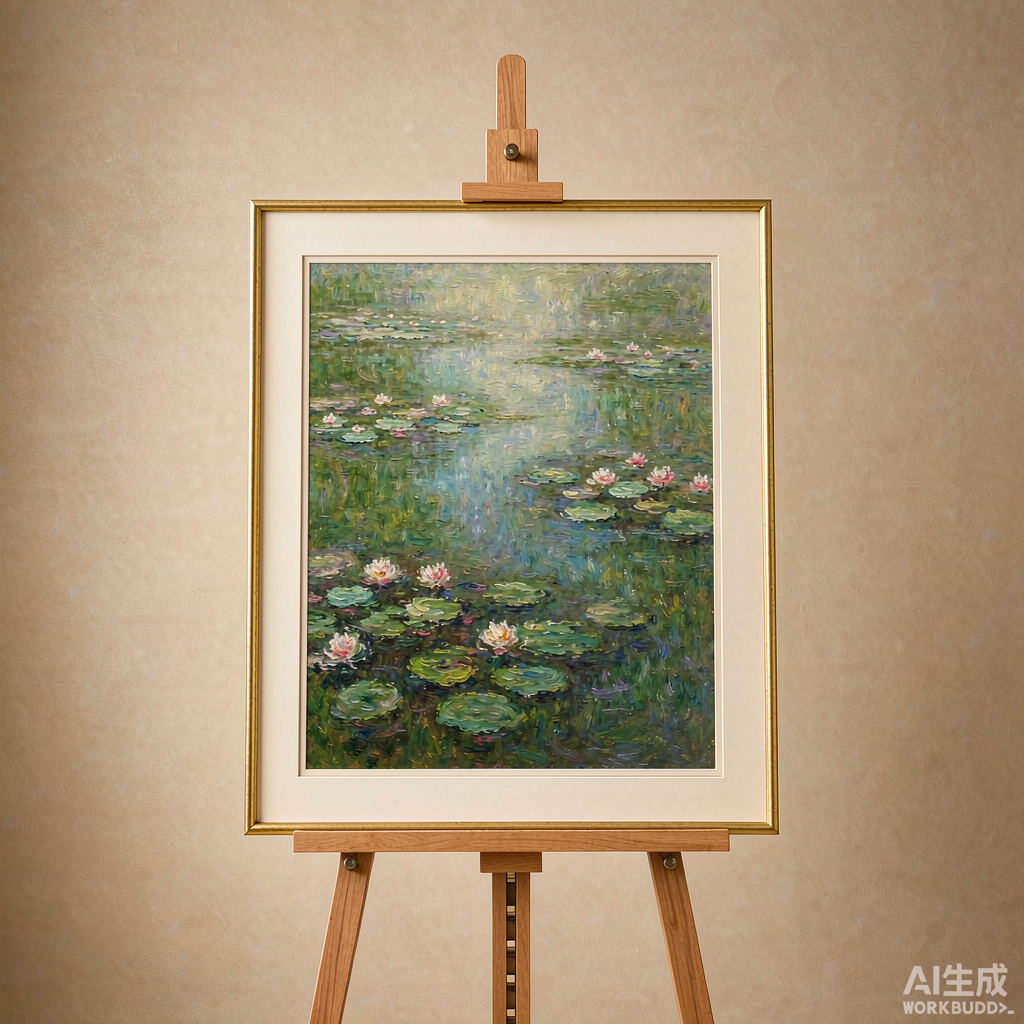 Water Lily Pond Oil Painting, Impressionist Style