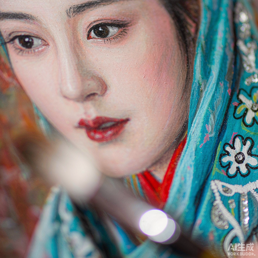 Woman in Traditional Dress Figure Study Oil Painting - Image 2