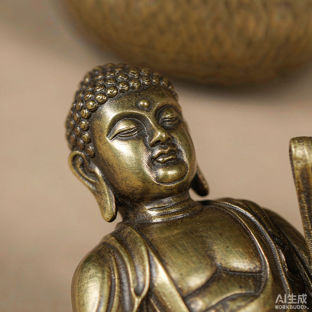 Patina Brass Sitting Buddha Figurine - Image 2