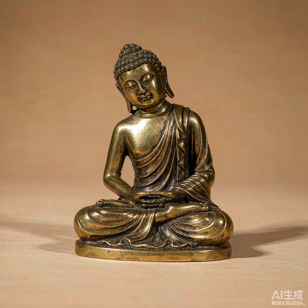 Patina Brass Sitting Buddha Figurine