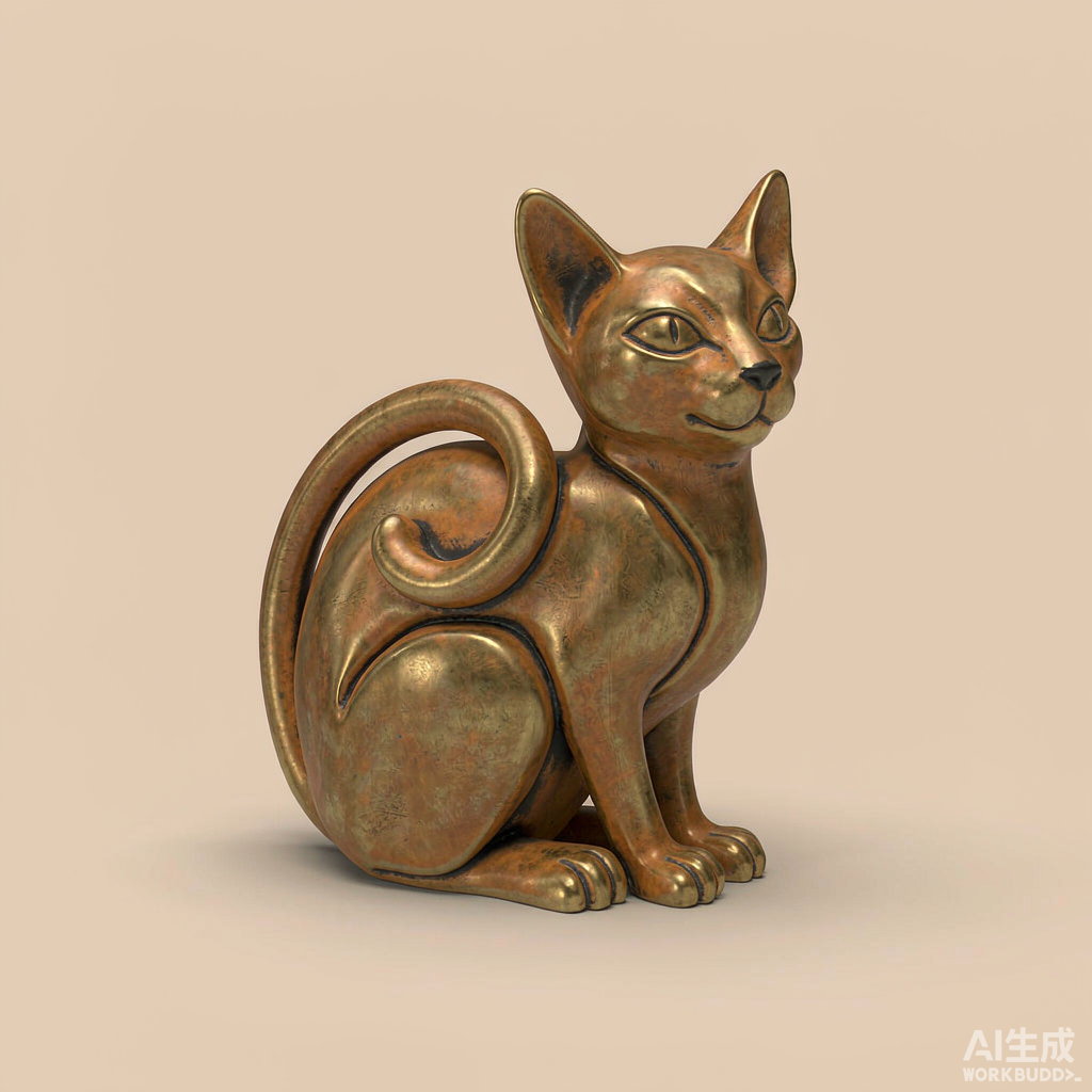 Patina Brass Cat Figurine