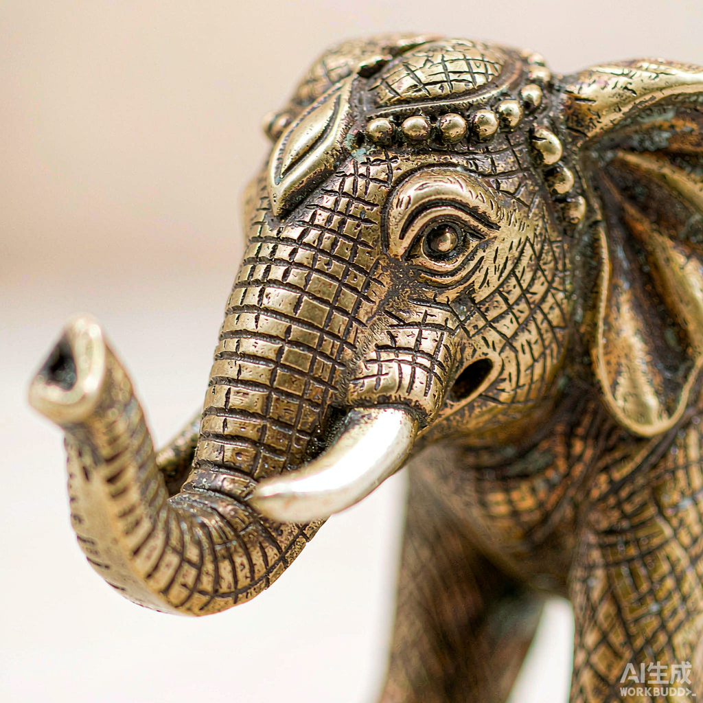 Patina Brass Elephant Figurine - Image 2