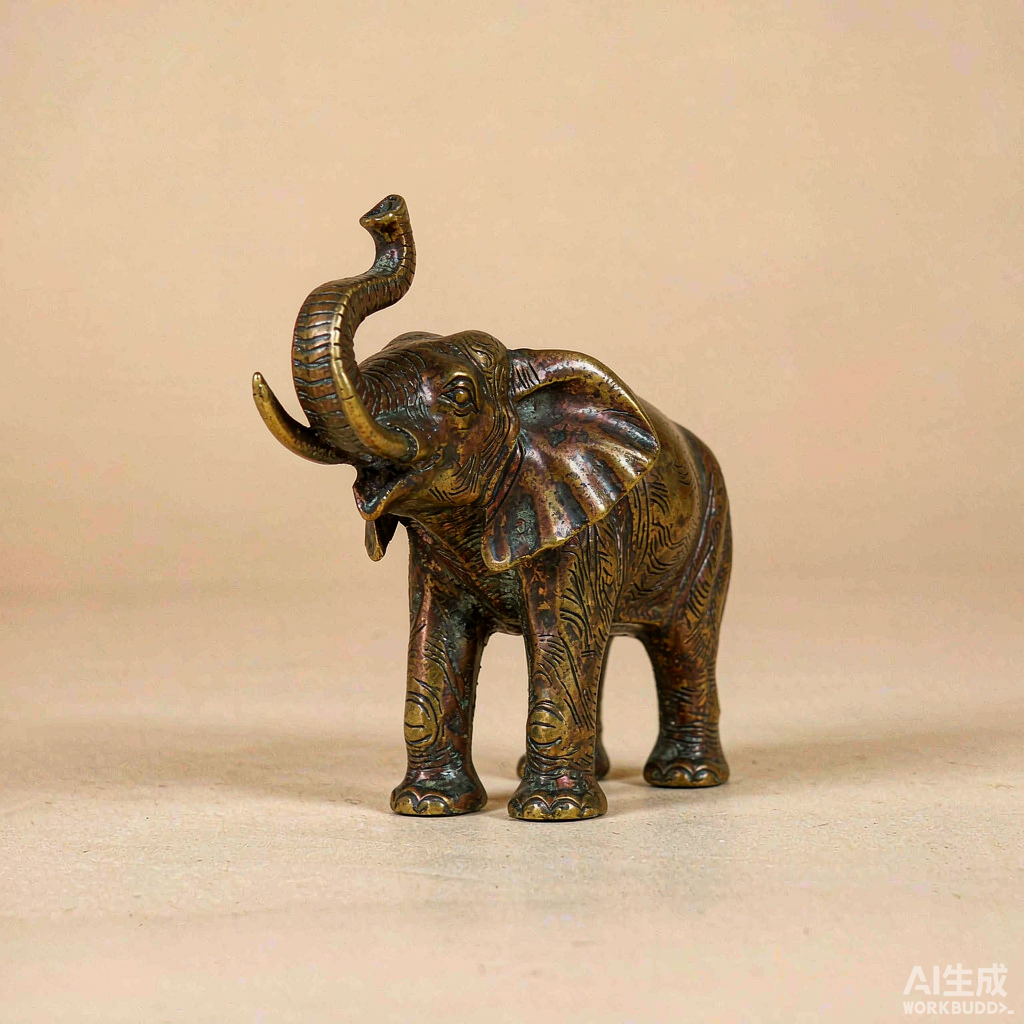 Patina Brass Elephant Figurine