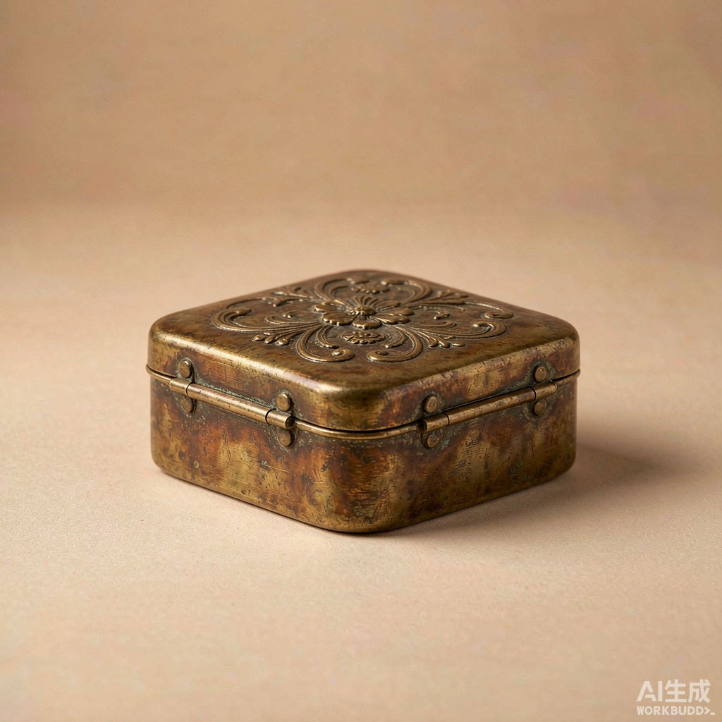 Patina Brass Keepsake Box with Carved Lid