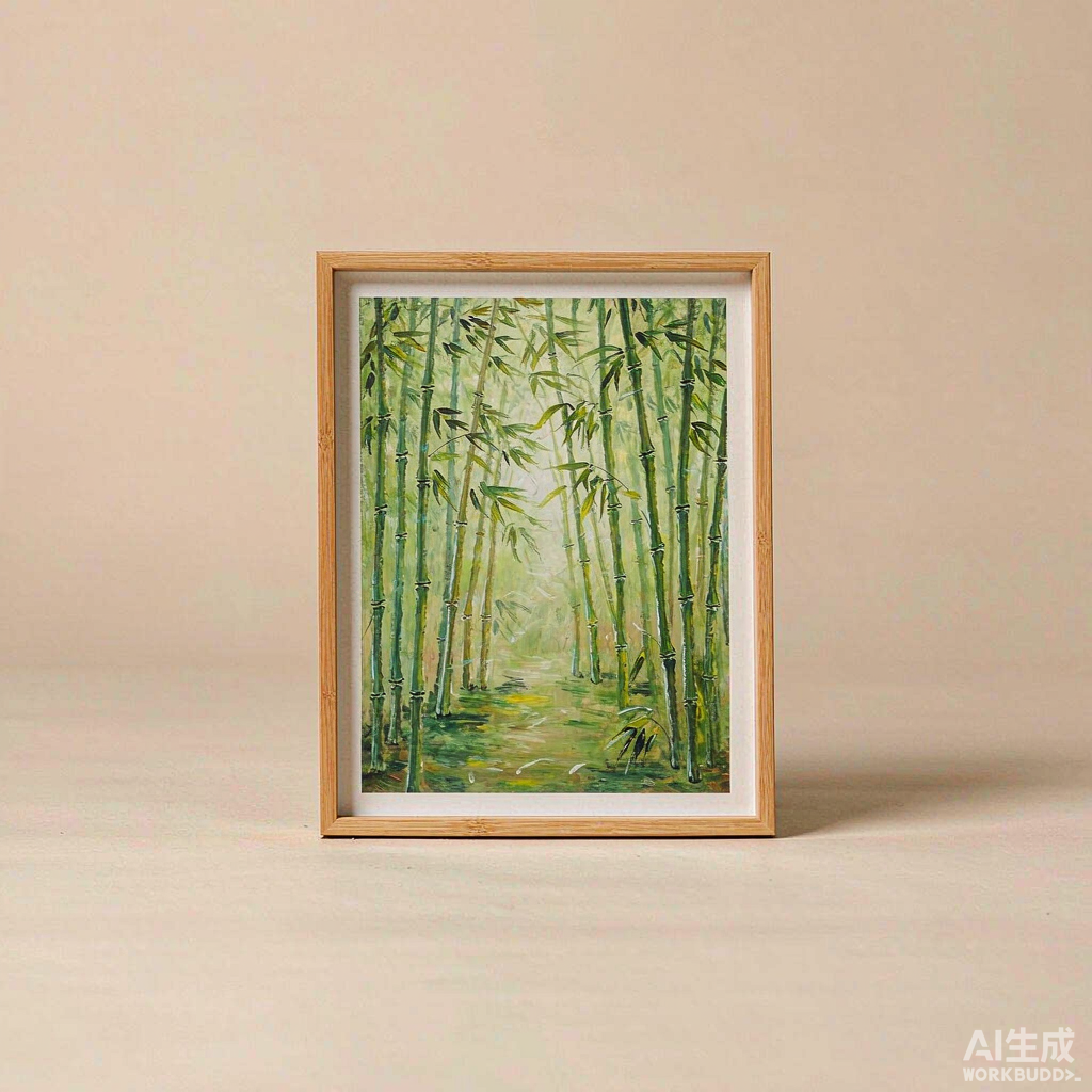 Bamboo Grove Small Oil Painting