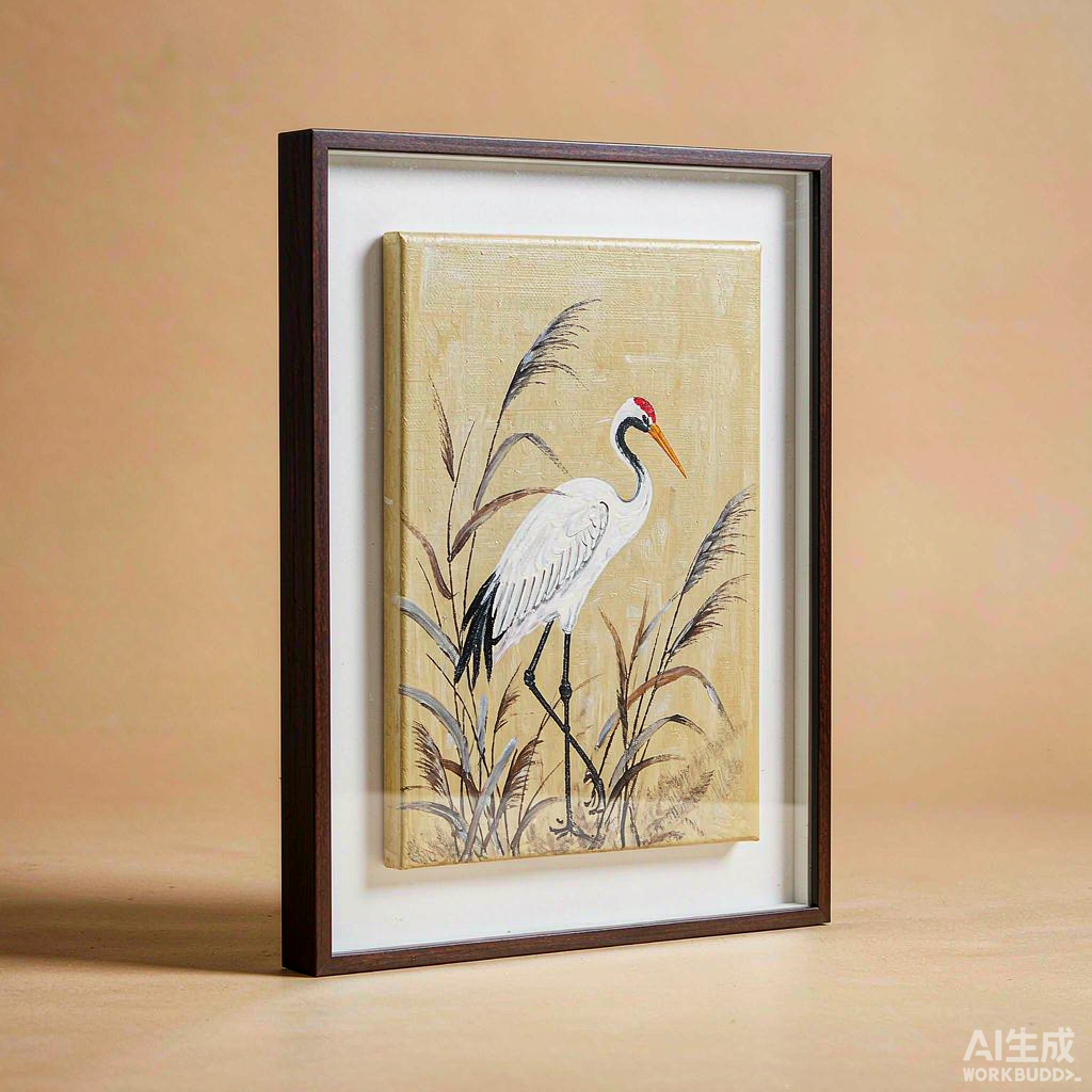 White Crane Small Oil Painting